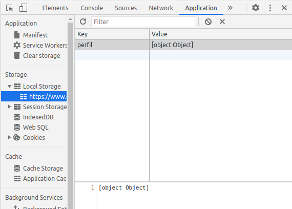 Almacenar un objeto en el localStorage