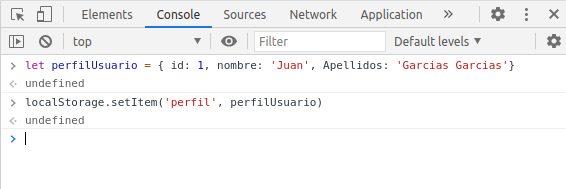 objeto JavaScript del LocalStorage